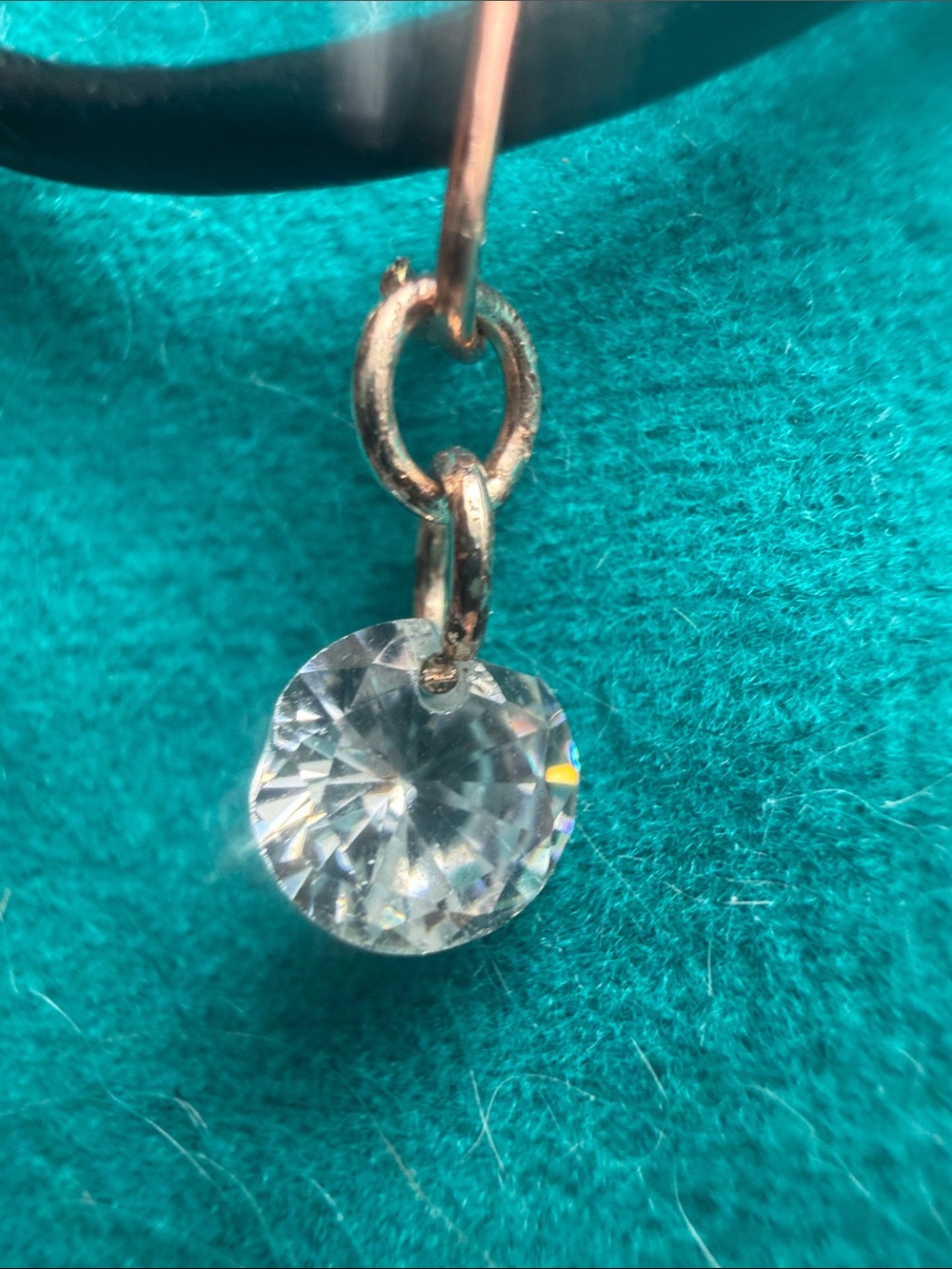 Lauren Conrad crystal pendant rose gold on black leather necklace NWOT